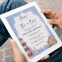 Nautisches Blau Ahoy Es ist ein Junge Baby Shower