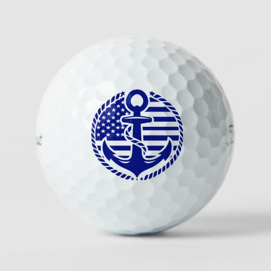 Nautisches Blau Anker Golfball (Vorderseite)