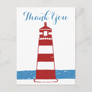 Nautisches Blau Dankeschön Rot & Weiß Leuchtturm M Postkarte