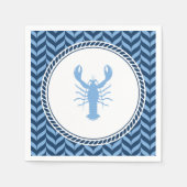 Nautisches Blau Hummer Küste Serviette (Vorderseite)