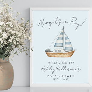 Nautisches Blau Jungen-Baby-Party-Willkommensschil Poster