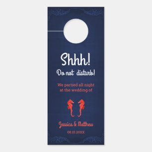 Nautisches Blau Korallen Seepferdchen Hochzeits Wi Türanhänger