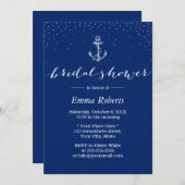 Nautisches blaues Brautparty Einladung (Vorne/Hinten)
