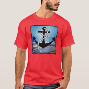 Nautisches blaues Meer Männer rotes T-Shirt