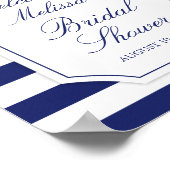Nautisches Blumenanker Blue Stripe Brautparty Poster (Ecke)