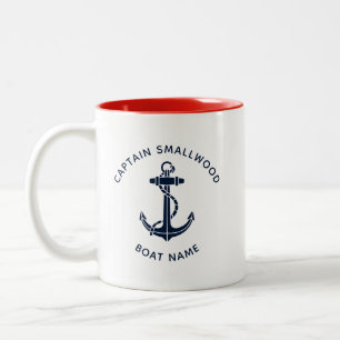 Nautisches Bootsanker Kapitän und Crew Swag Zweifarbige Tasse