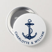 Nautisches Bootsanker-Strand-Hochzeitsgeschenke Button (Vorne & Hinten)