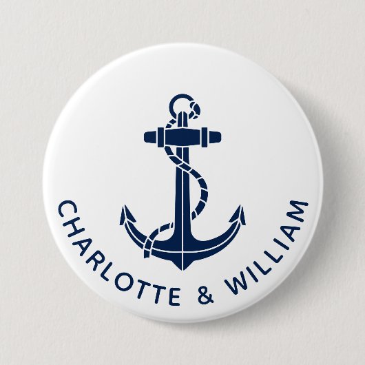 Nautisches Bootsanker-Strand-Hochzeitsgeschenke Button (Vorderseite)