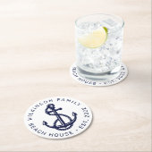 NAUTISCHES BOOTSEE-HAUS STRANDSTRAND Jahr hinzufüg Runder Pappuntersetzer (Vor Ort)