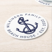 NAUTISCHES BOOTSEE-HAUS STRANDSTRAND Jahr hinzufüg Runder Pappuntersetzer (Angewinkelt)