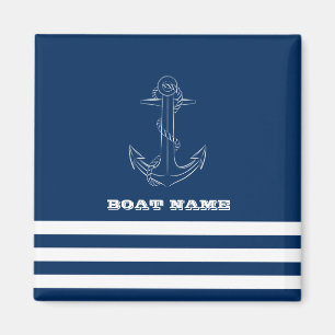 Nautisches Bootssteuer, Marineblaue Streifen Matro Magnet