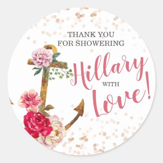 Nautisches Brautparty | Anchor Shower|favors Runder Aufkleber (Vorderseite)