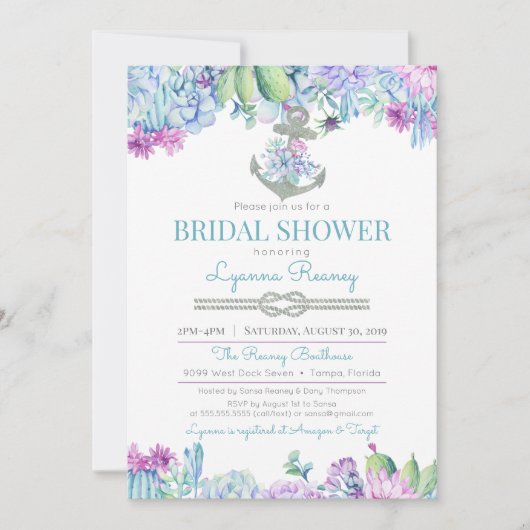 Nautisches Brautparty Einladung (Vorderseite)