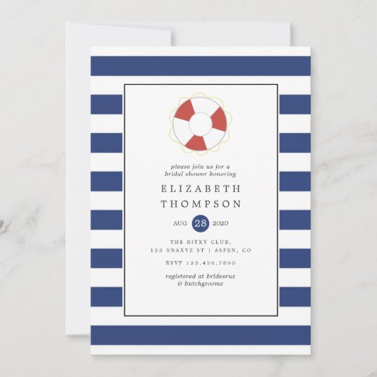 Nautisches Brautparty Einladung (Vorderseite)