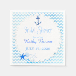 Nautisches Brautparty für blaues Zickzack Anker Serviette