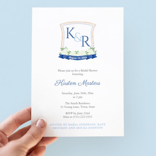 Nautisches Brautparty mit Monogramm-Wappen Einladung