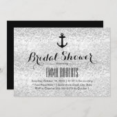 Nautisches Brautparty Moderner Silberner Glitzer Einladung (Vorne/Hinten)