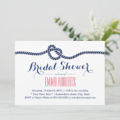 Nautisches Brautparty verbindet das blaue Knot-Nav Einladung (Stehend Vorderseite)