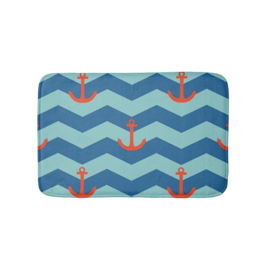 Nautisches Chevron-Muster Badematte (Vorderseite)