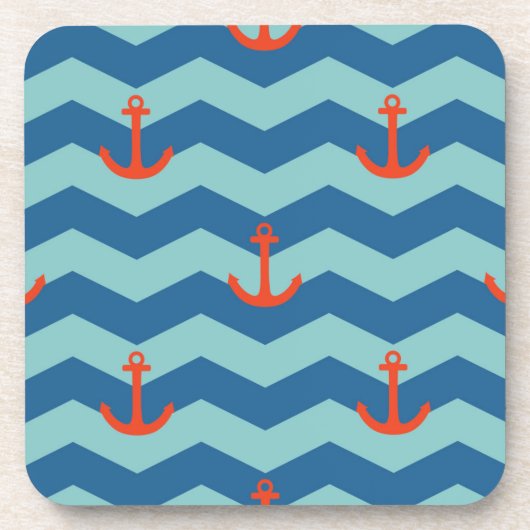 Nautisches Chevron-Muster Getränkeuntersetzer (Vorderseite)