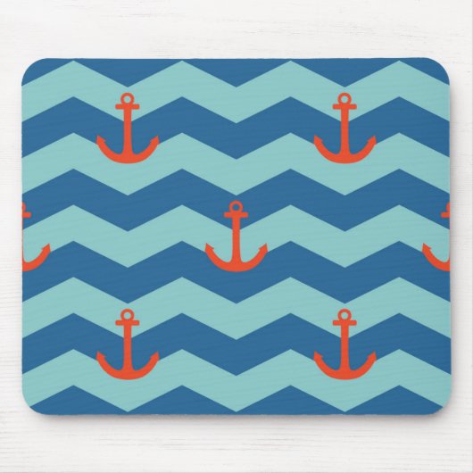 Nautisches Chevron-Muster Mousepad (Vorne)
