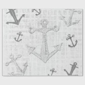 Nautisches Dcoupage schwarz-weiß Packpapier (Flach)