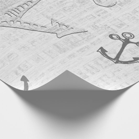 Nautisches Dcoupage schwarz-weiß Packpapier (Ecke)