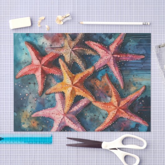 Nautisches Dekopapier mit Aquarellfarben Seidenpapier (Handwerk)