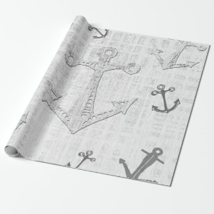 Nautisches Dekor in Schwarz-Weiß-Geschenkpapier Geschenkpapier
