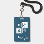 Nautisches Design Ausweis (Rückseite mit Lanyard)