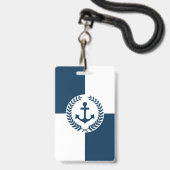Nautisches Design Ausweis (Vorderseite mit Lanyard)