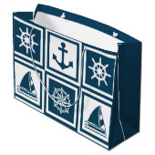 Nautisches Design Große Geschenktüte (Rückseite Schrägansicht)