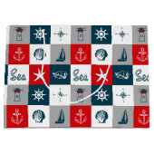 Nautisches Design Große Geschenktüte (Vorderseite)