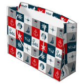 Nautisches Design Große Geschenktüte (Rückseite Schrägansicht)