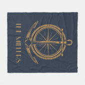 Nautisches Design mit Goldkompass und Anker Fleecedecke (Vorderseite (Horizontal))
