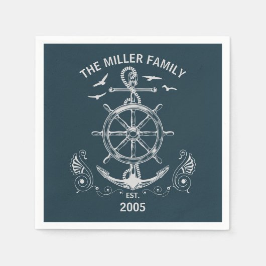 Nautisches Design mit Meereslandschaft Serviette (Vorderseite)