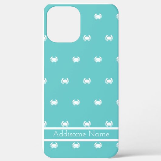 Nautisches Design mit weißer Krabbe auf Aquamarine Case-Mate iPhone Hülle (Rückseite)