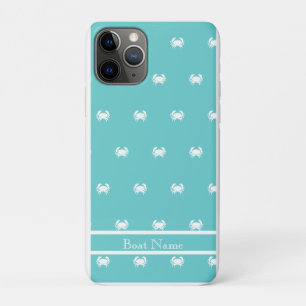 Nautisches Design mit weißer Krabbe auf Aquamarine Case-Mate iPhone Hülle