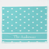 Nautisches Design mit weißer Krabbe auf Aquamarine Fleecedecke (Vorderseite (Horizontal))