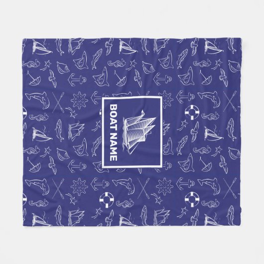 Nautisches Design Navy Blue Blanket Fleecedecke (Vorderseite (Horizontal))