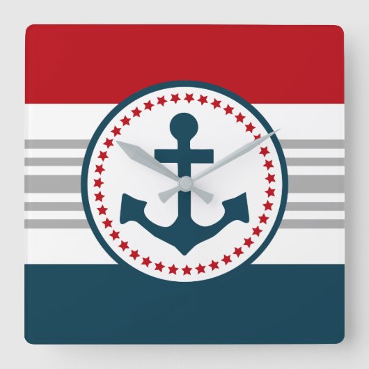 Nautisches Design Quadratische Wanduhr (Vorderseite)