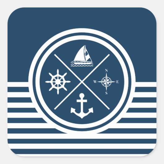 Nautisches Design Quadratischer Aufkleber (Vorderseite)