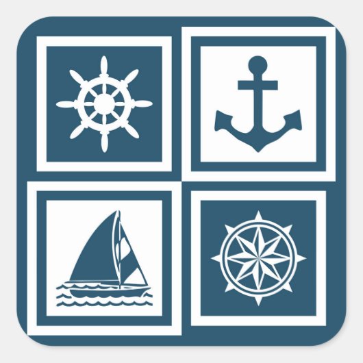 Nautisches Design Quadratischer Aufkleber (Vorderseite)