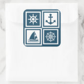 Nautisches Design Quadratischer Aufkleber (Tasche)