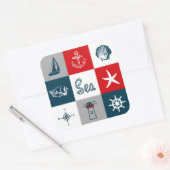 Nautisches Design Quadratischer Aufkleber (Umschlag)