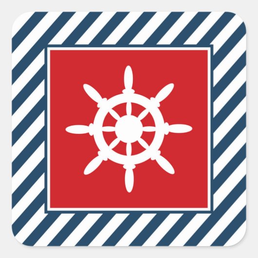 Nautisches Design Quadratischer Aufkleber (Vorderseite)
