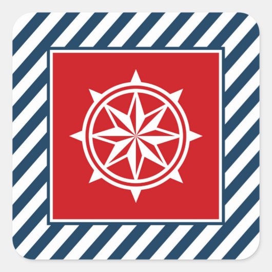 Nautisches Design Quadratischer Aufkleber (Vorderseite)