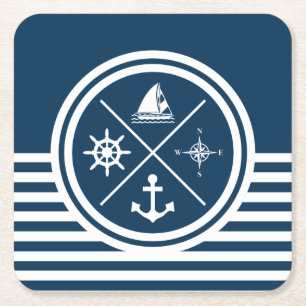 Nautisches Design Rechteckiger Pappuntersetzer