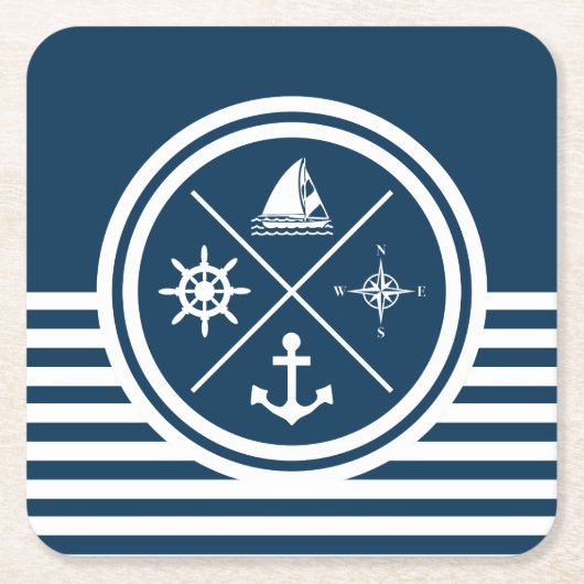 Nautisches Design Rechteckiger Pappuntersetzer (Vorderseite)