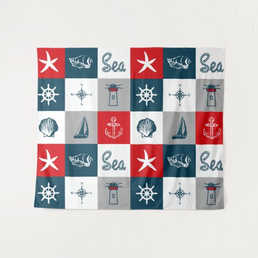 Nautisches Design Wandteppich (Vorderseite (Horizontal))